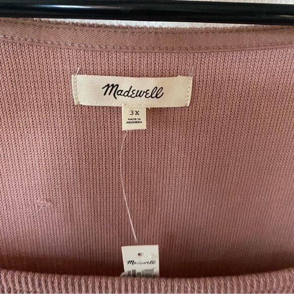 Madewell | Women's Plus Size Pink Jacquard Square-Neck Slouchy Sweater Top 3X - Picture 4 of 8